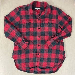Madewell Flannel Shirt Womens XS Buffalo Plaid Button Down Boyfriend Fall Winter